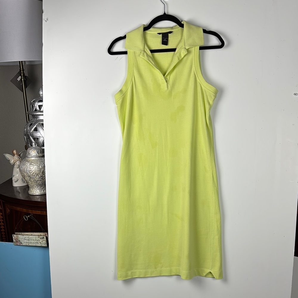 MODA SZ S NWOT LIGHT LIME GREEN 100% cotton collared 3 button polo dress